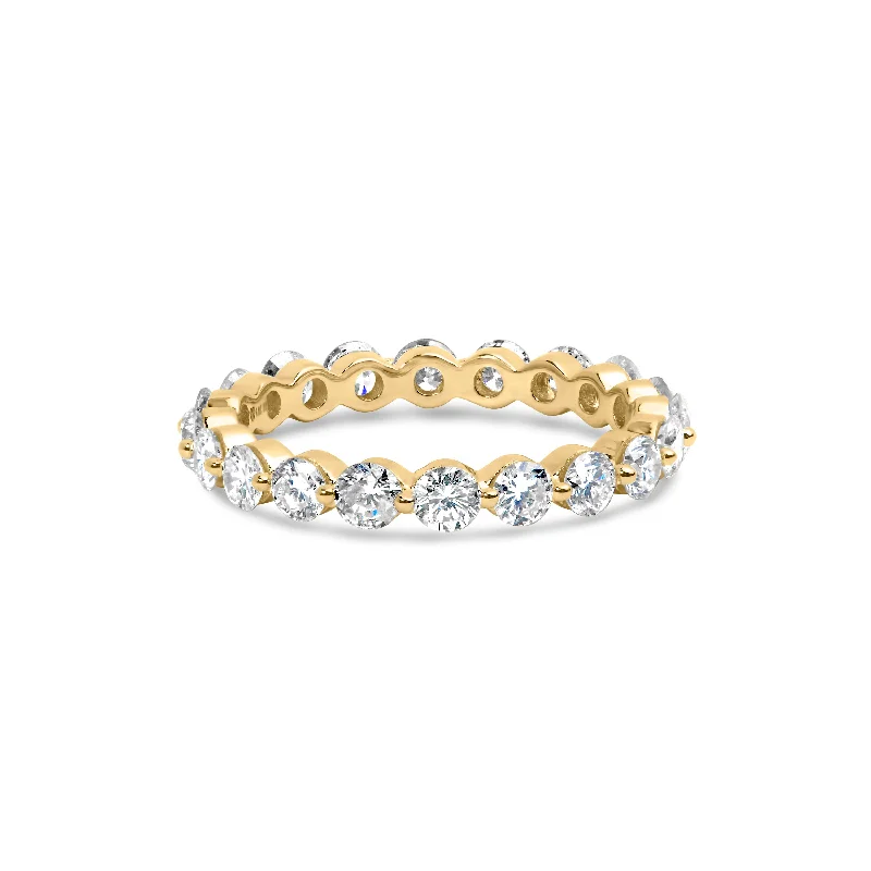 women engagement rings with matching bands -14K Yellow Gold 2.0 Cttw 2 Prong Set Diamond Eternity Band Ring