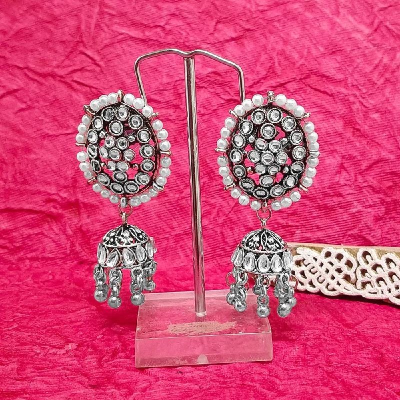 women classy earrings -Bhavi Jewels Oxidised Plated Jhumki Earrings