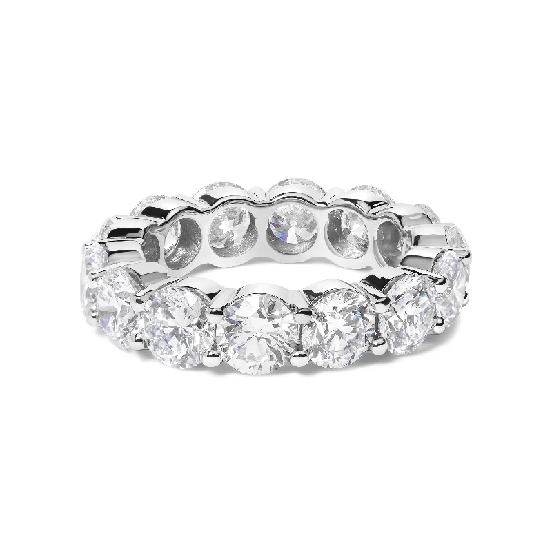 women simple engagement rings -14K White Gold 7.0 Cttw Round Lab-Grown Diamond Eternity Band Ring