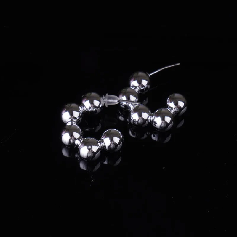 women bold earrings -Shagna Black Polish Plated Beads Studs Earrings