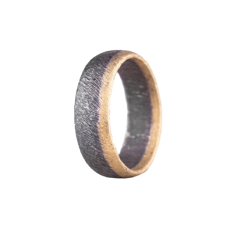 women cubic zirconia rings -Oxidized Sterling Silver and Gold Band by Heather Guidero