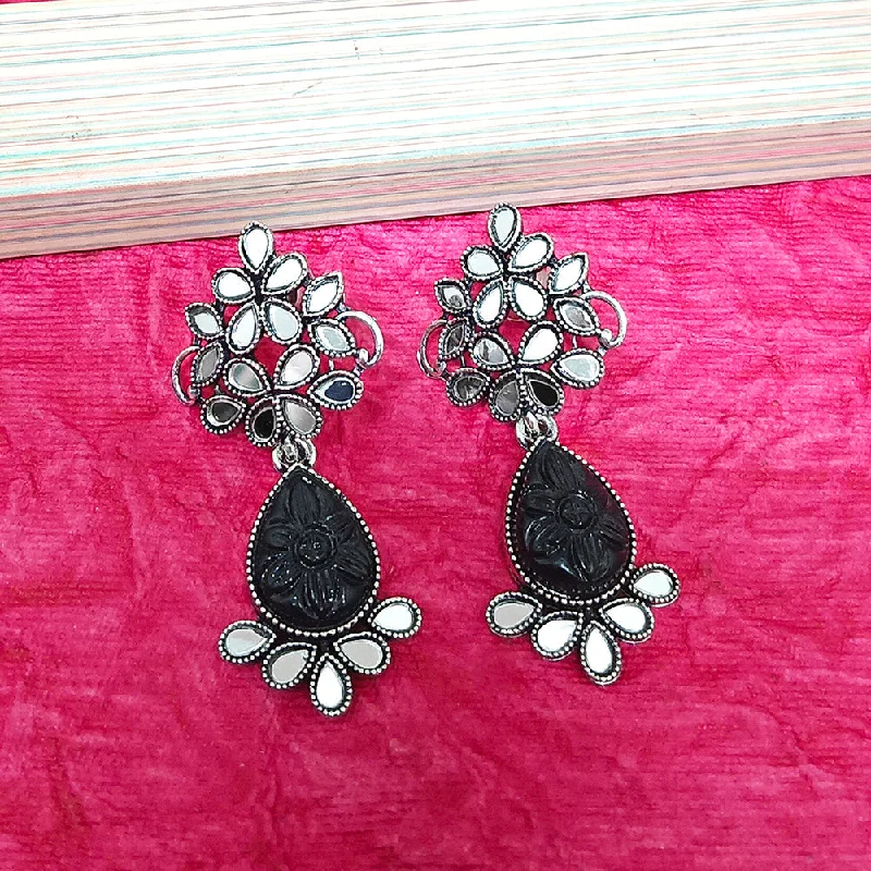 women boho earrings -Bhavi Jewels Oxidised Plated Mirror Work Earrings