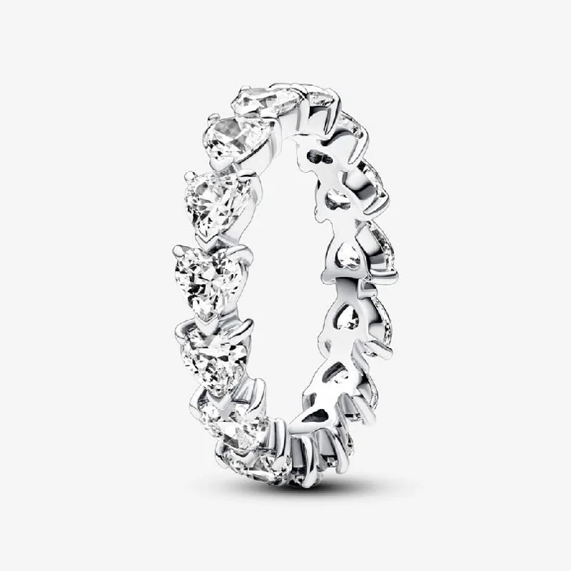 women pear-shaped rings -PANDORA : Row of Hearts Eternity Ring - Sterling Silver