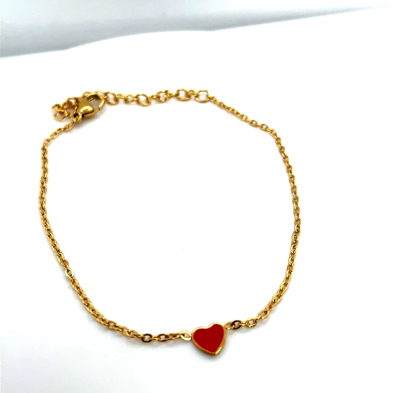 women adjustable bangle sets -Red and 18k Gold Plated Heart Bracelet Ref: BR26140EG