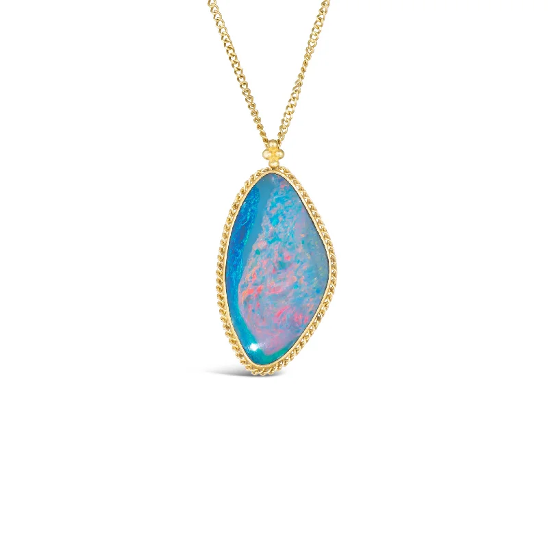 women choker necklaces -AMÁLI Australian Opal Free Form Pendant Necklace