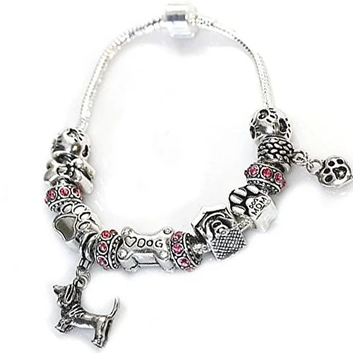 women luxury cuff bracelets -6.5" Dog Lovers Snake Chain Charm Bracelet with Charms