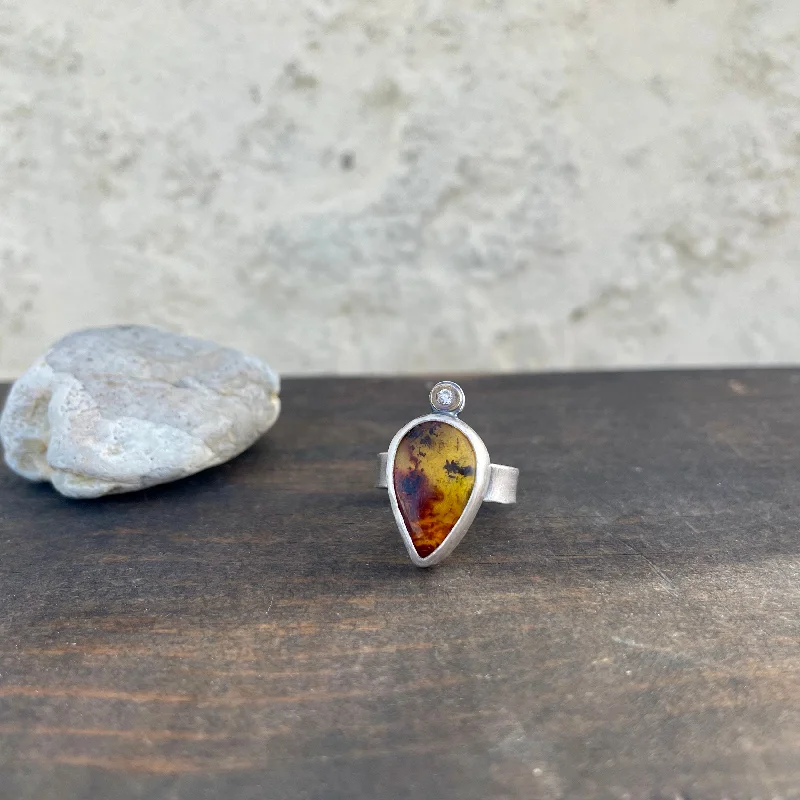 women engagement ring sets -NEW! Sterling Silver Adjustable Ring with Amber by Ashley Procopio