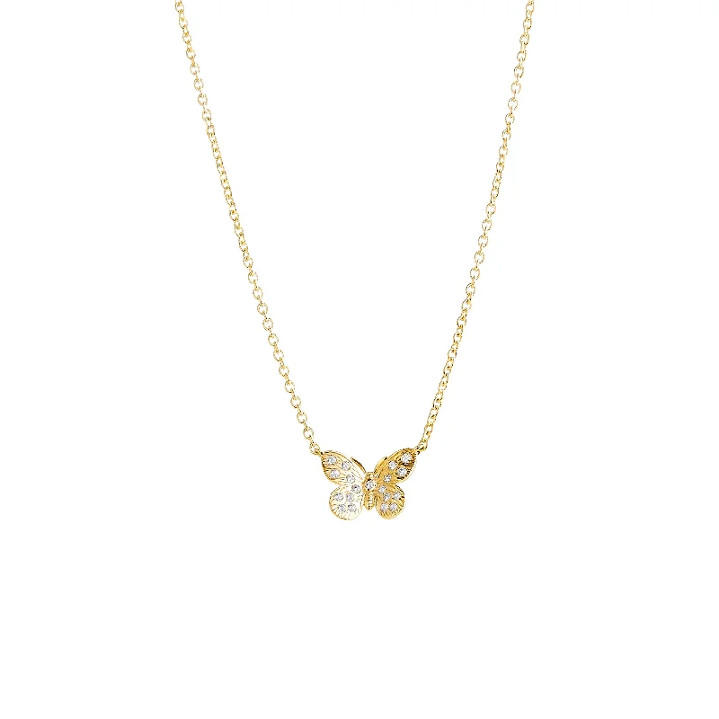 women gemstone pendant necklaces -Gold Butterfly Necklace