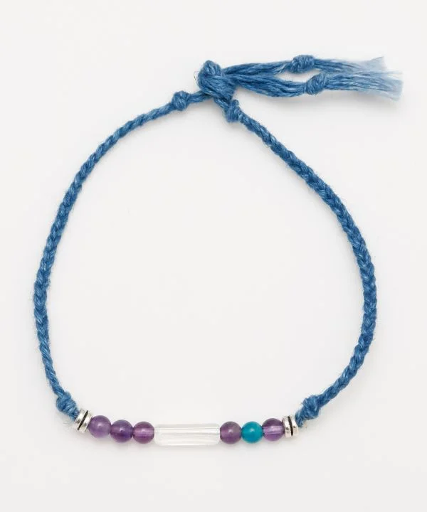 women thin bangles -Indigo Dyed Braided Bracelet - Amethyst - Feb