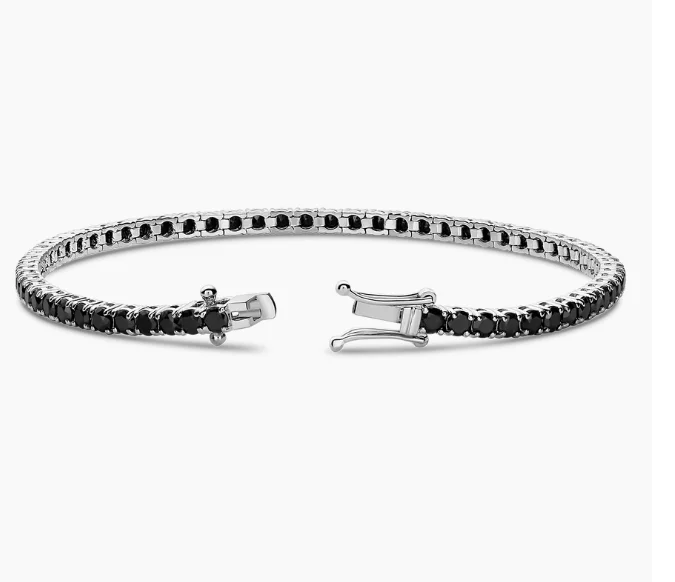 women anniversary bracelets -Black Stone Tennis Bracelet - 21cm