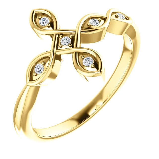 women black diamond rings -14K Yellow .05 CTW Diamond Sideways Cross Ring