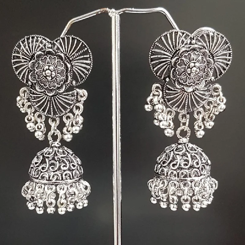 women modern stud earrings -Shreeji Oxidised Plated Jhumki Earrings