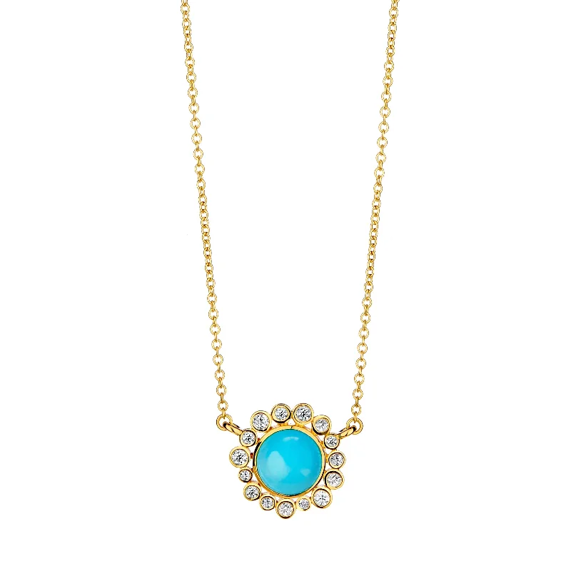 women bridal gold necklaces -Cabochon Diamond Cluster Necklace