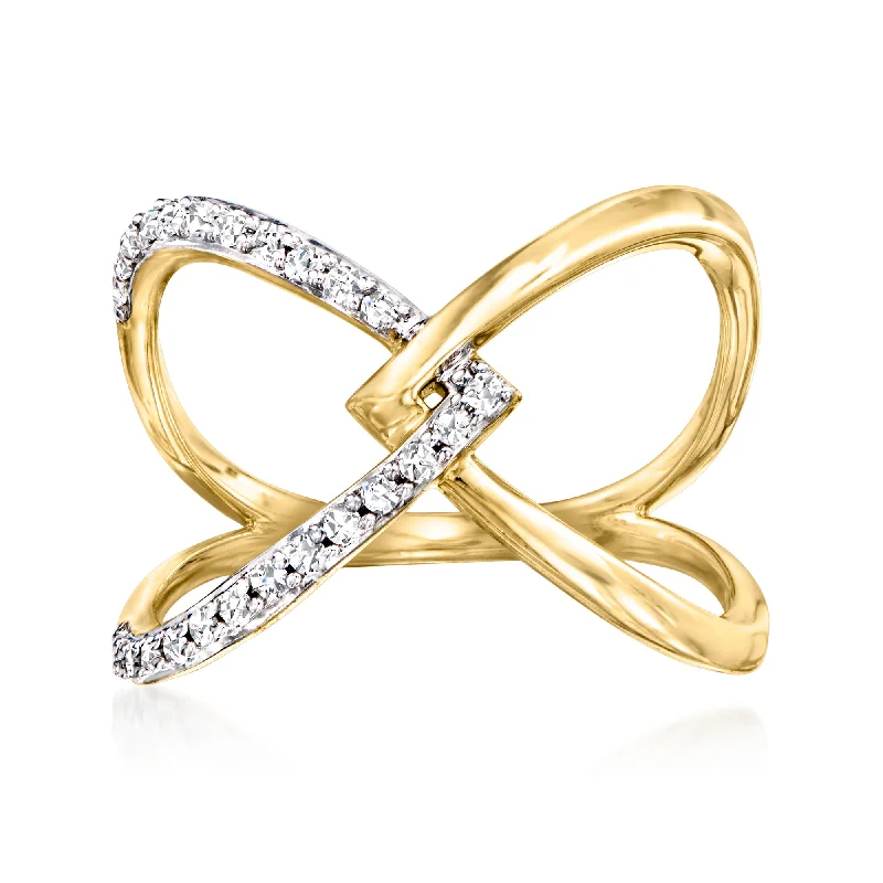 women classic engagement rings -RS Pure by Ross-Simons Diamond Interlocking Ring in 14kt Yellow Gold