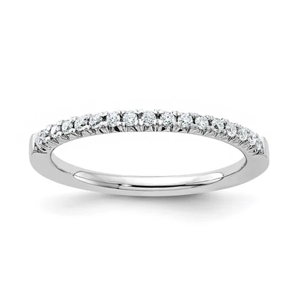 women wide band wedding rings -14K White Gold 1/6ct. G H I Round Moissanite Band