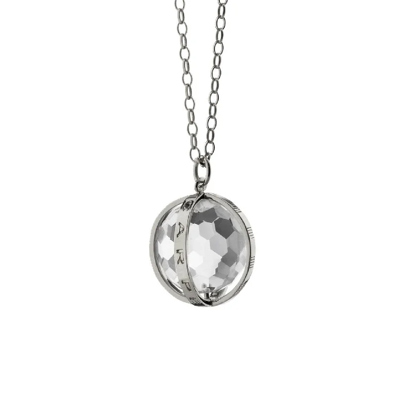 women chic necklaces -Monica Rich Kosann Large Carpe Diem Rock Crystal Pendant in Silver