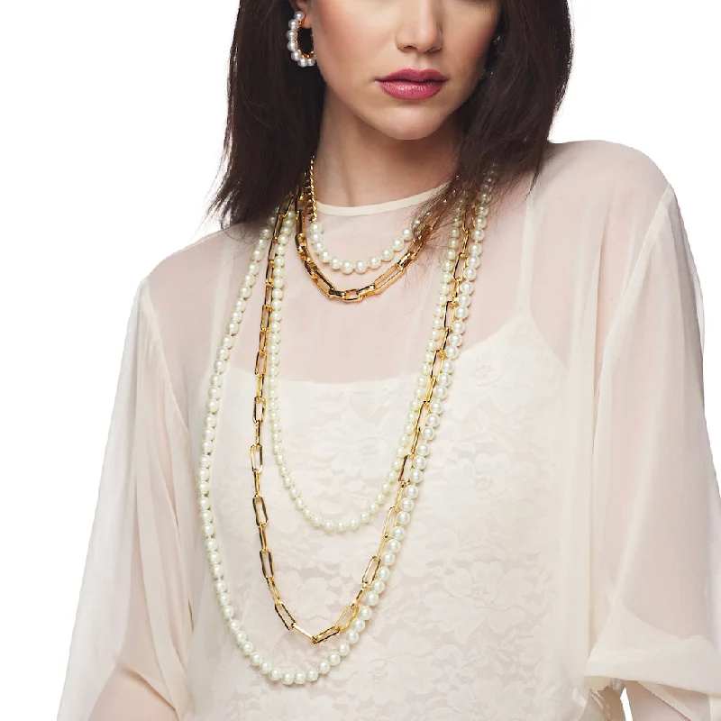 women oversized necklaces -Gold Nest Necklace with Pearls