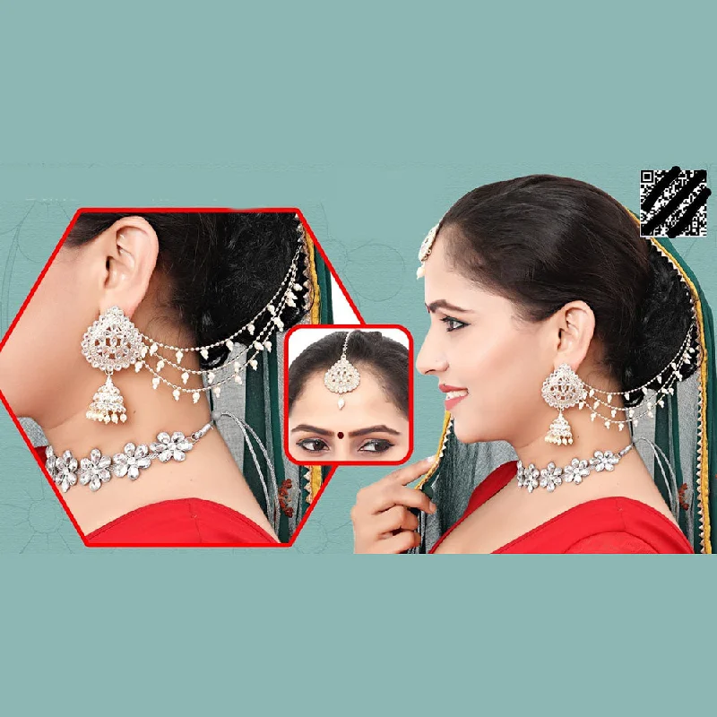 women simple earrings -Abhinandan Kundan Stone And Pearl Kanchain Jhumki Earrings