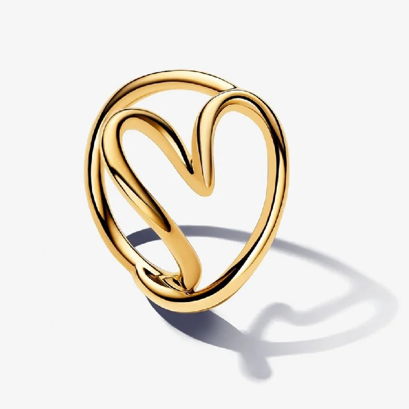 women fashion rings -PANDORA : Organically Shaped Heart Ring in Gold