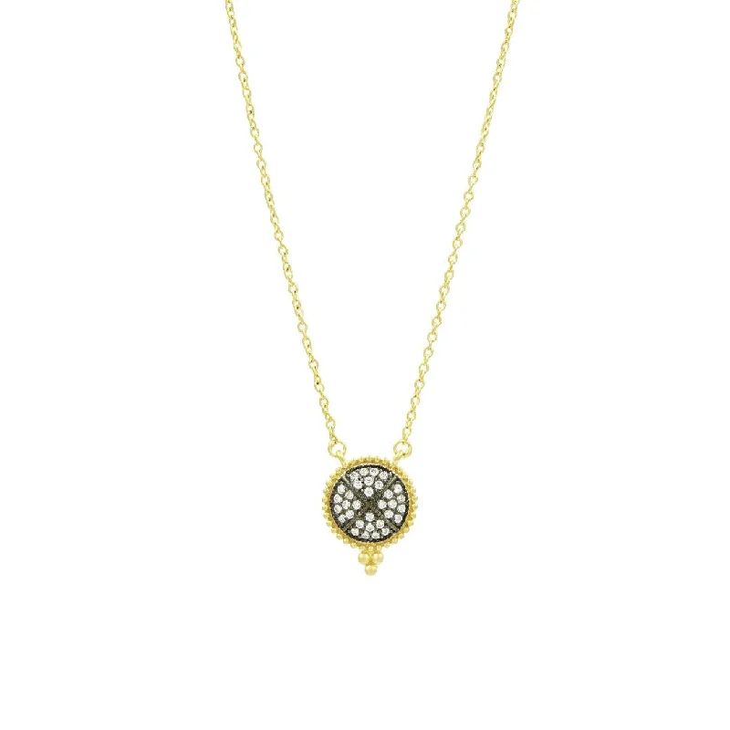 women gemstone drop necklaces -Freida Rothman Signature Pave Disc Necklace