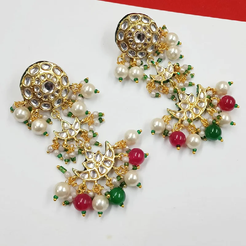 women vintage diamond earrings -Padmawati Bangles Gold Plated Kundan Stone And Pearls Dangler Earrings