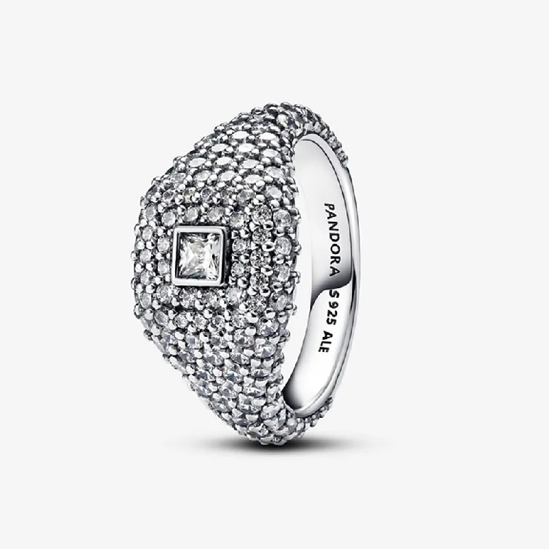 women cushion diamond rings -PANDORA : Pavé Square Cocktail Ring