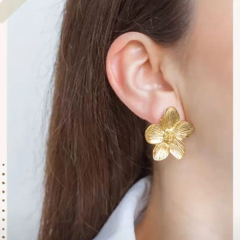 women heart earrings -Manath Jewels Gold Plated Matte Finish Korean Style Stud Earrings