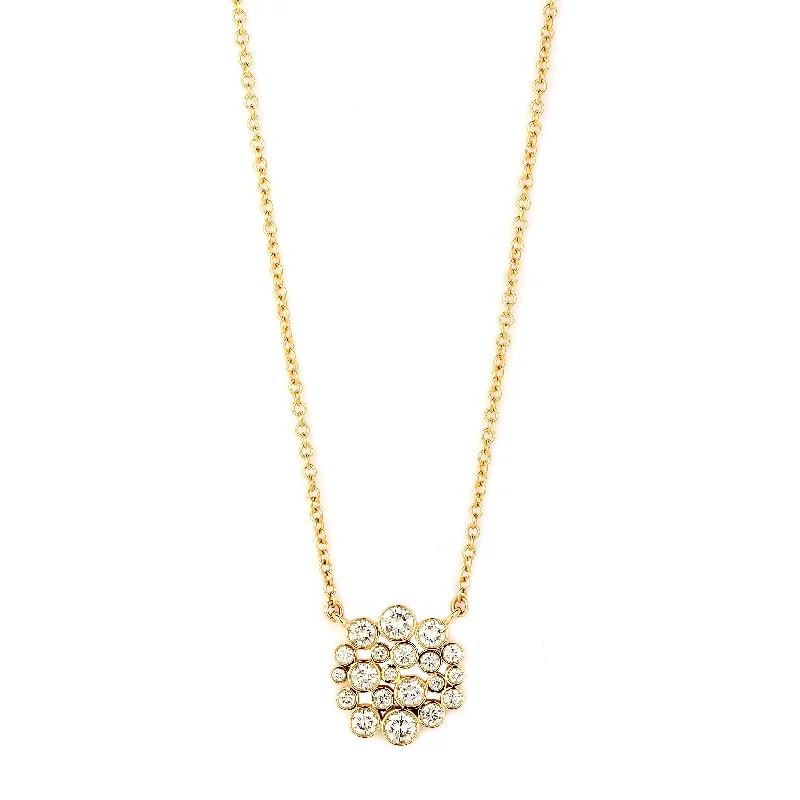 women engraved necklaces -Diamond Cluster Necklace