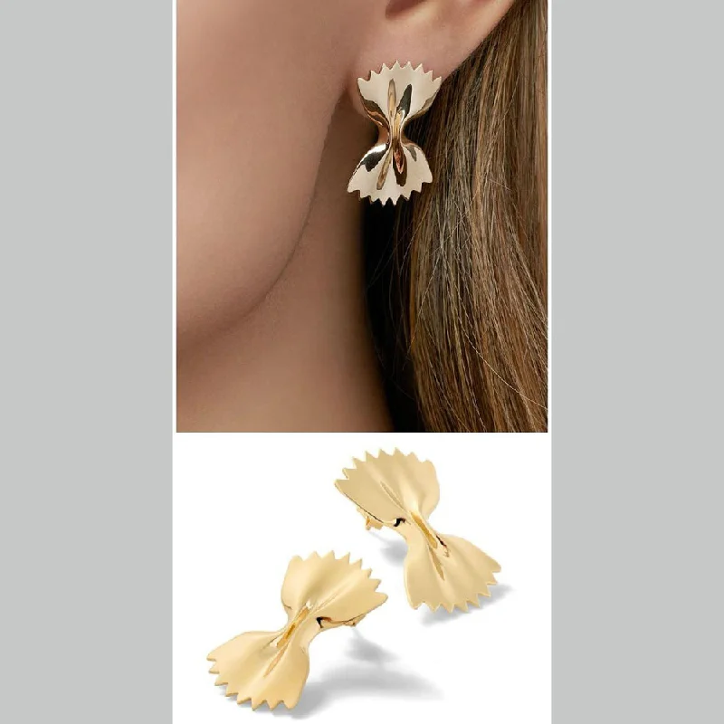 women rhinestone earrings -Manath Jewels Gold Plated Matte Finish Korean Style Stud Earrings