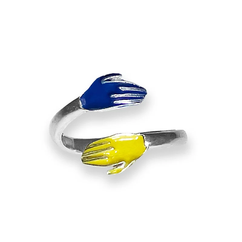 women luxury rings -"Hug For Ukraine" Sterling Silver Ring