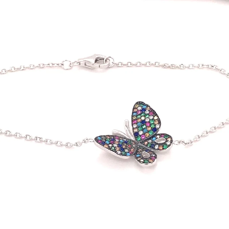 women diamond bracelets -Multi-Colour Butterfly Bracelet (SET82012TW-M)