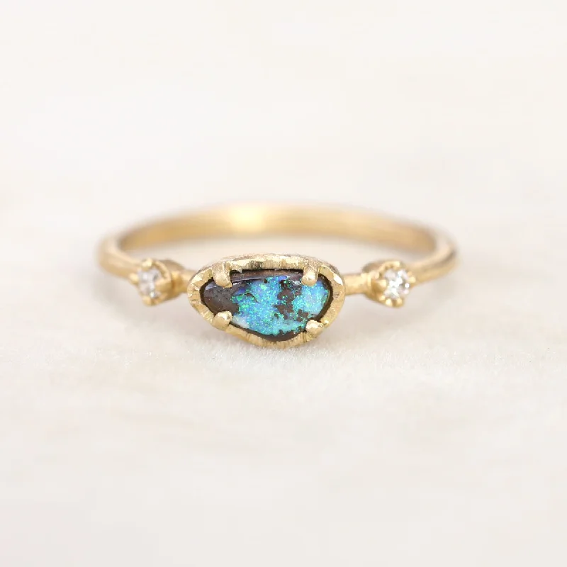 women stack rings -NEW! 18k Australian Boulder Opal Ring by Yasuko Azuma