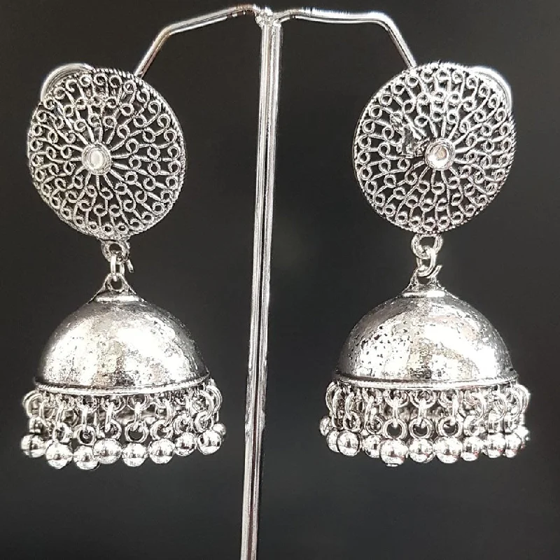 women bold statement earrings -Shreeji Oxidised Plated Jhumki Earrings