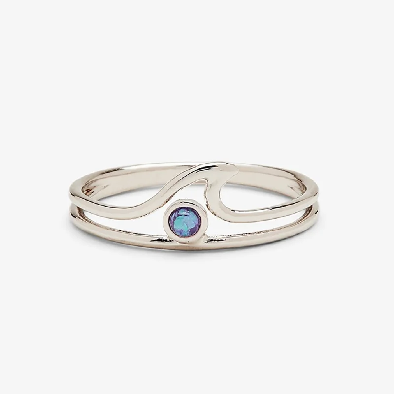 women sapphire and diamond rings -Pura Vida : Opal Wave Ring