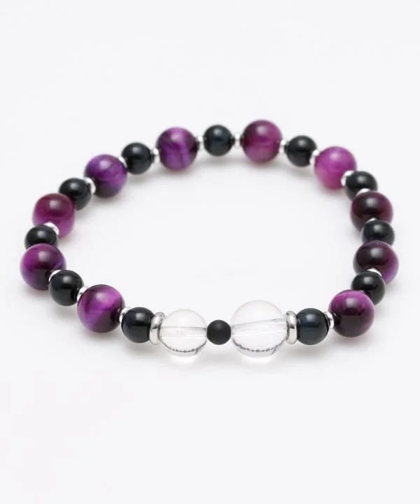 women anniversary bracelets -KOKORODO - 8mm Purple Tiger Eye Bracelet