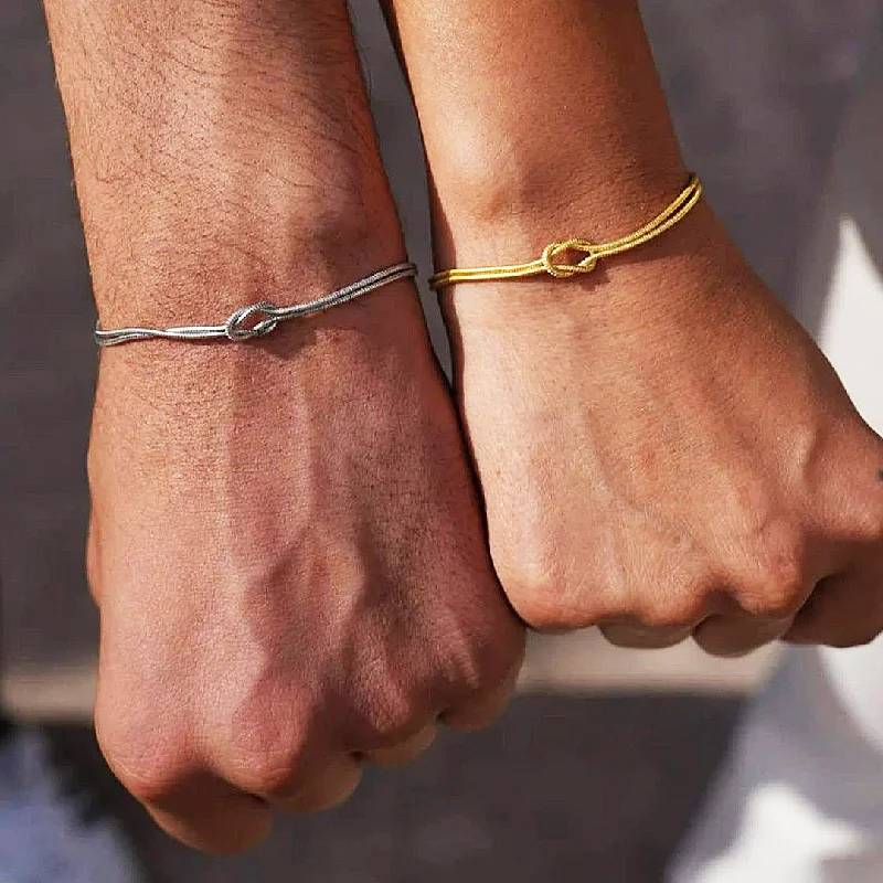 women stacking bracelets -Soul Knot Couple Bracelets