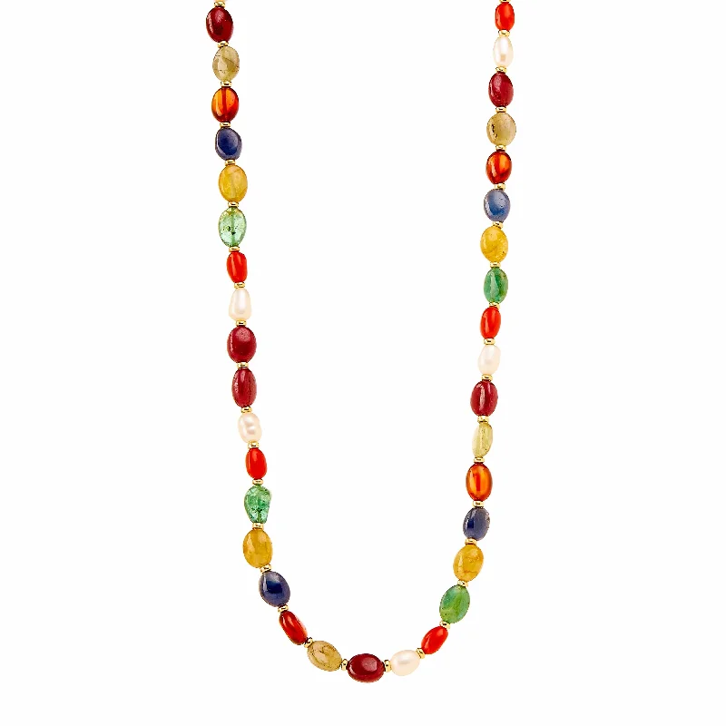 women stylish necklaces -Navratna Mogul Bead Necklace