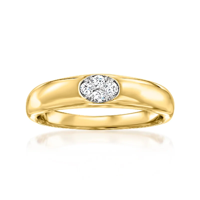 women modern solitaire engagement rings -Ross-Simons Diamond Cluster Ring in 18kt Yellow Gold