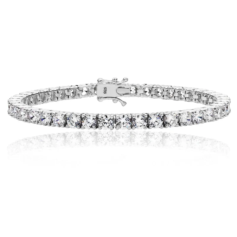 women vintage bracelets -Silver 4mm Round Claw Set CZ Line Bracelet