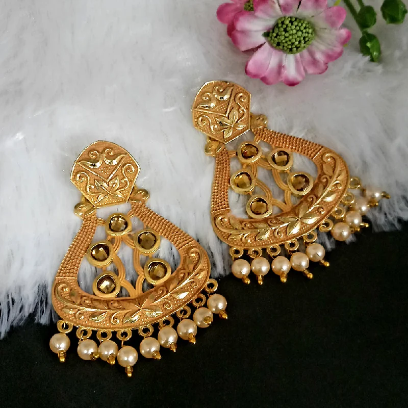 women bold statement earrings -Woma Matte Yellow Meenakari Dangler Beads Drop Earrings