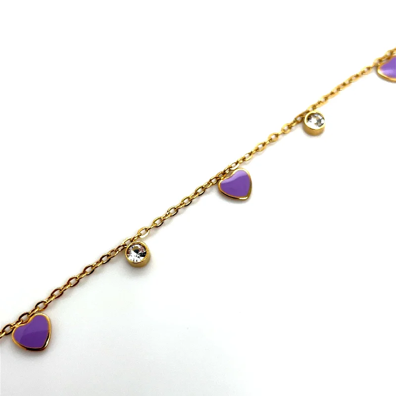 women smooth bangles -18k Gold Plated and Purple Heart Bracelet Ref: BR26240CG