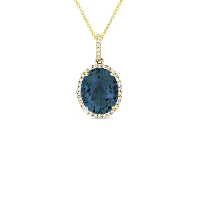 women silver necklaces -London Blue Topaz & Diamond Oval Necklace