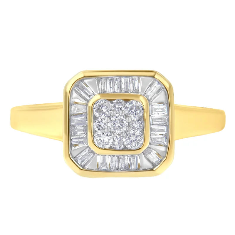 women fancy engagement rings -10K Yellow Gold Diamond Cocktail Ring