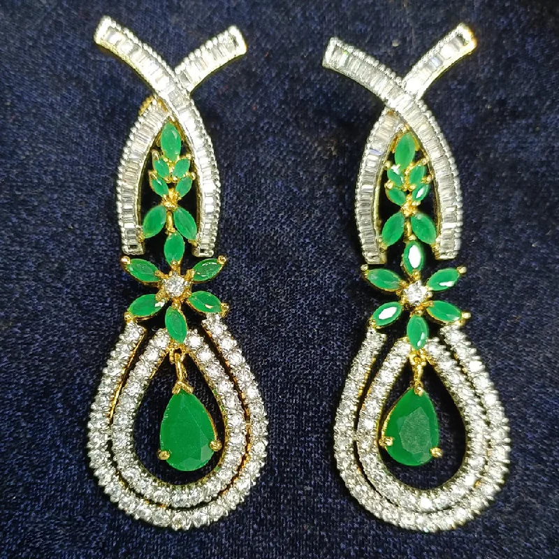 women teardrop earrings -Jain Jewellers Gold Plated Ad Stone Dangler Earrings