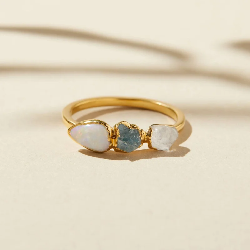 women gemstone eternity rings -NEW! Opal Stacking 14k Gold Plated Ring by Dani Barbe