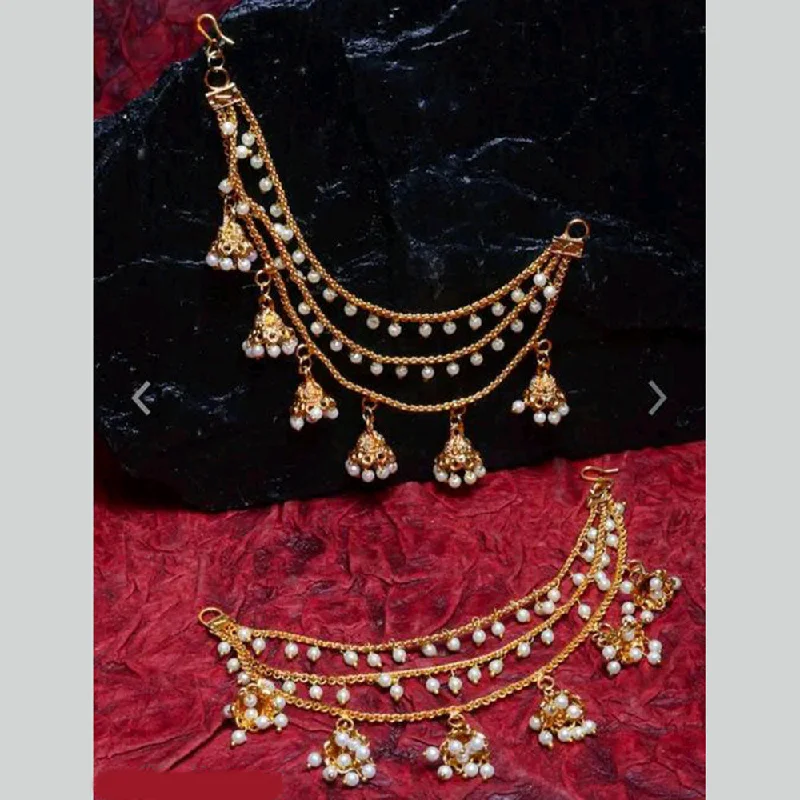 women ear cuff earrings -Anjali Jewellery Gold Plated Pearls Kanchain