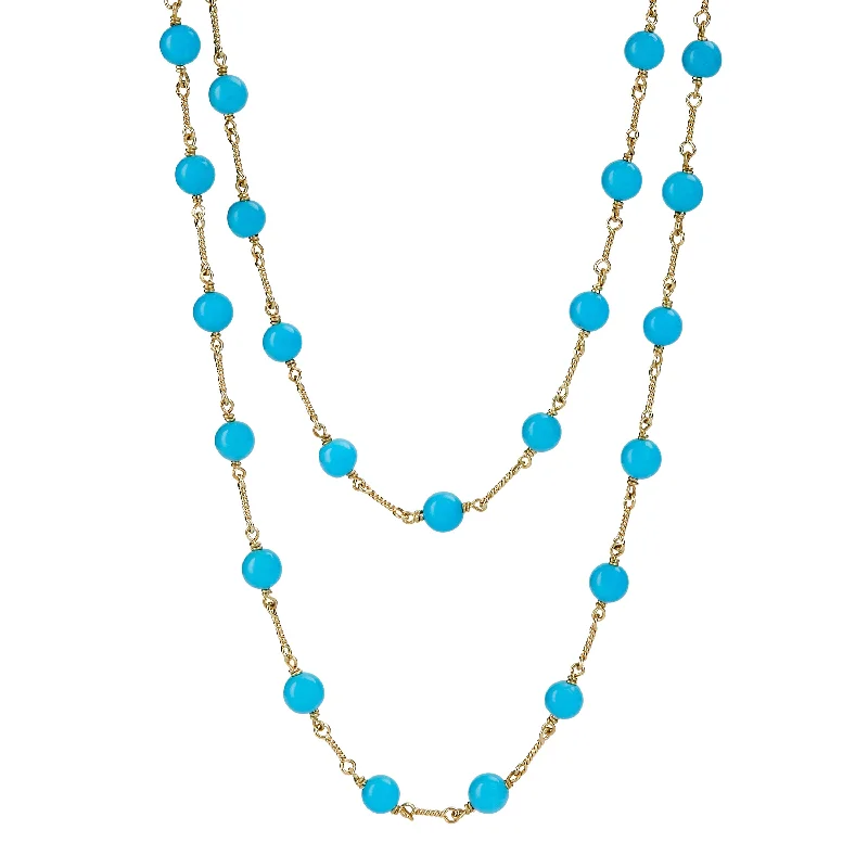 women tassel necklaces -32 inch Turquoise Large Bead Link Necklace