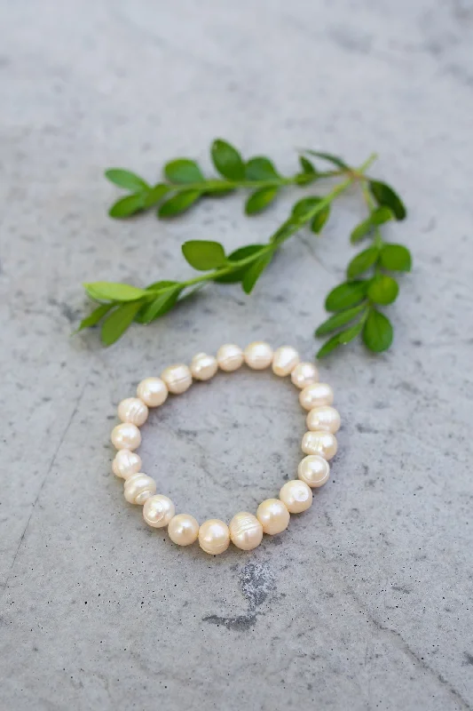 women thin bangles -Real Pearl Bracelet