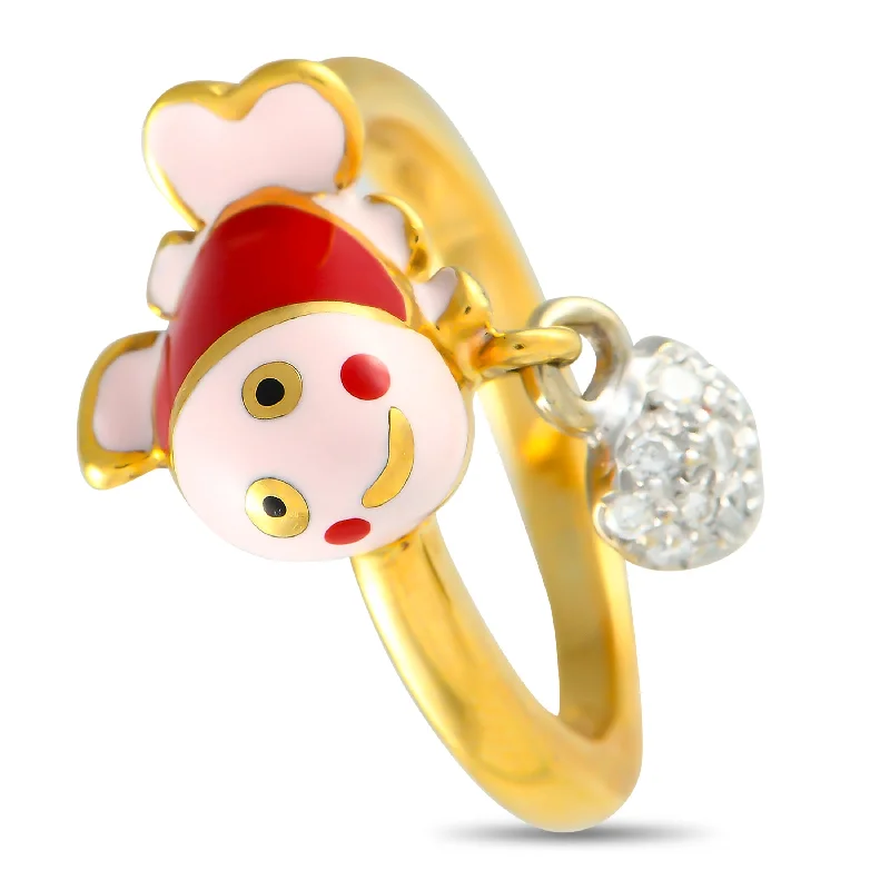 women three-stone engagement rings -Aaron Basha 18K Yellow Gold Diamond and Enamel Clownfish Ring AB13-111524