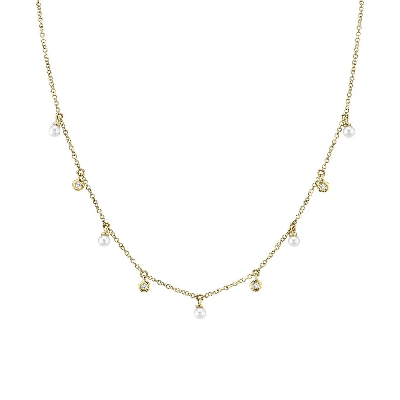 women chic necklaces -Shy Creation Cultured Pearl & Diamond Necklace